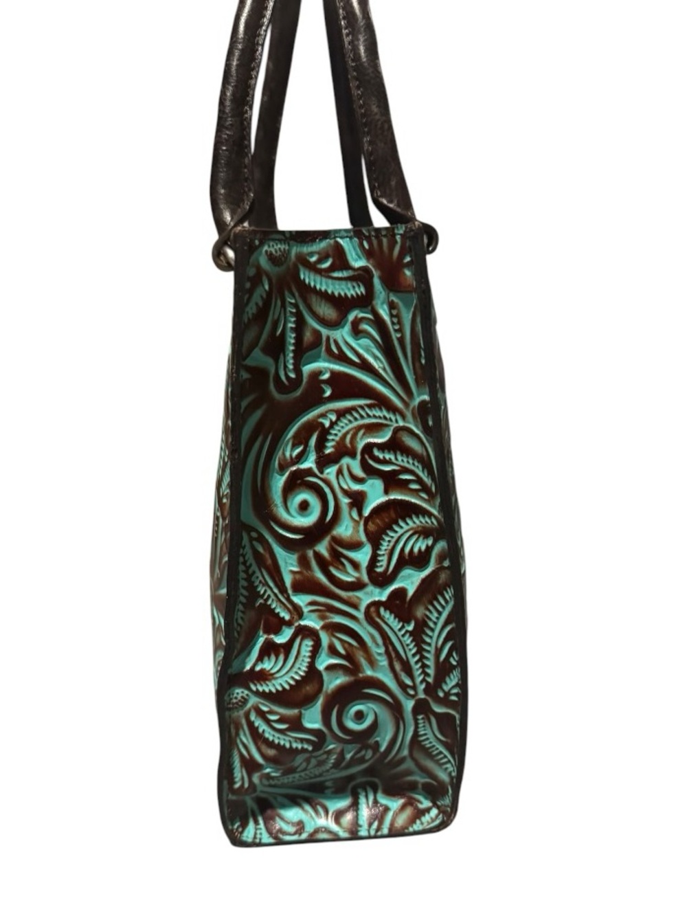 Patricia Nash Zancona Tooled Turquoise Leather Tote NWOT - Picture 5 of 8